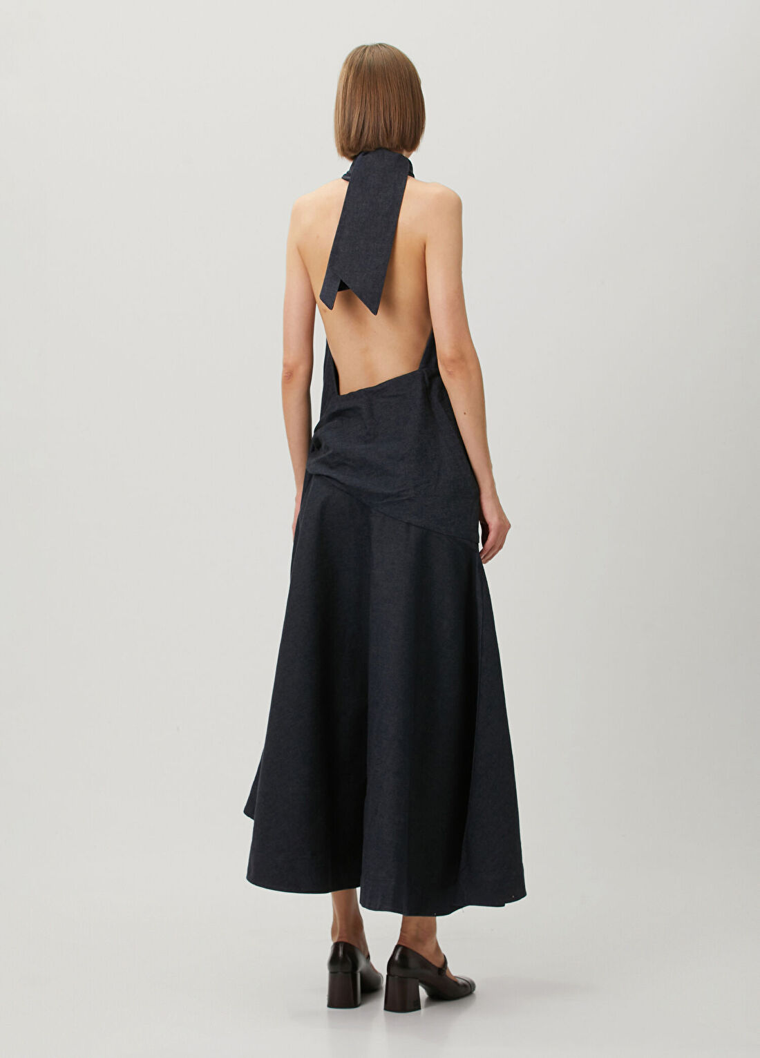 Zimmermann Valiant Lacivert Drapeli Midi Denim Elbise görsel 4
