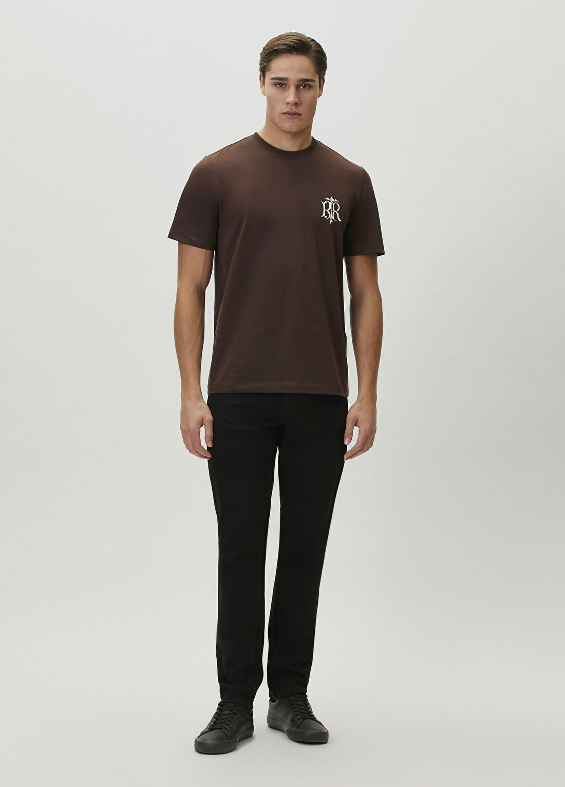 Bernotti Kahverengi Logo Baskılı T-shirt görsel 2