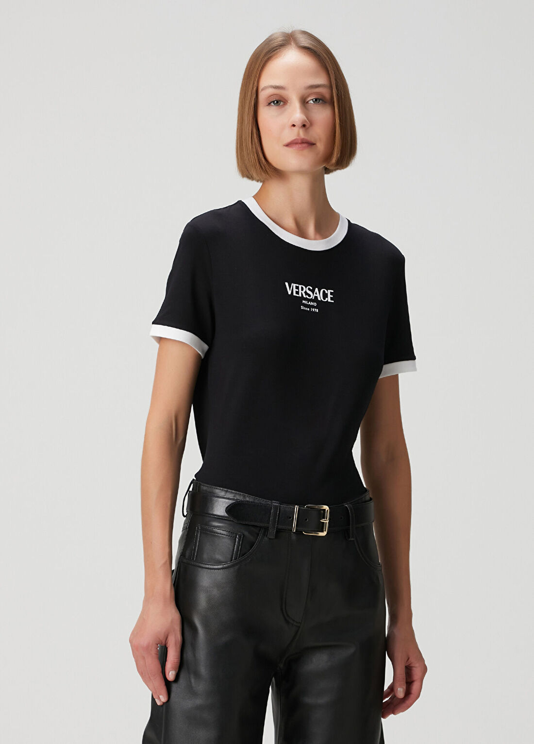 Versace Siyah Beyaz Logolu T-shirt