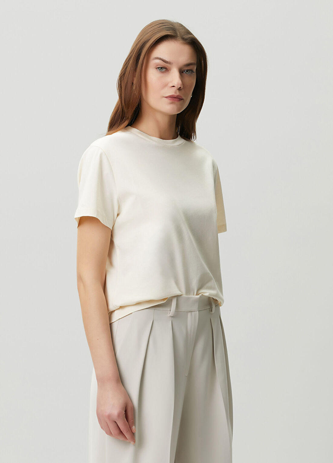 Wardrobe Nyc Kırık Beyaz Basic T-shirt görsel 3