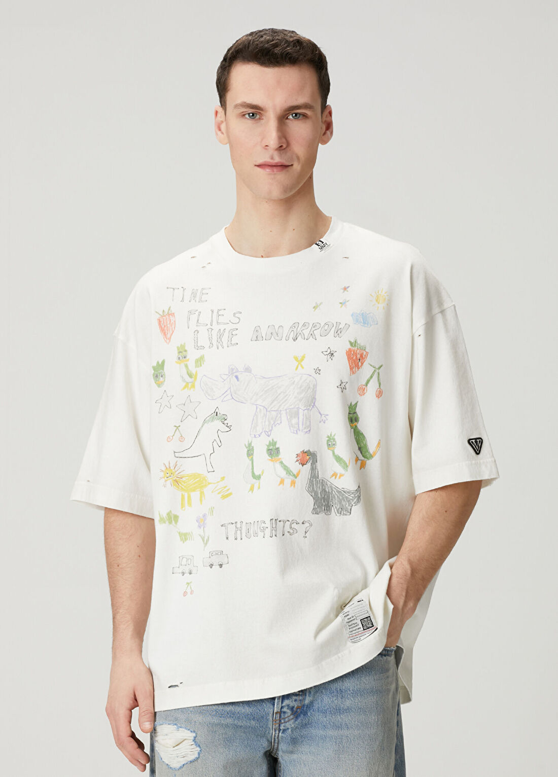 Maison Mihara Yasuhiro Beyaz Figür Desenli T-shirt