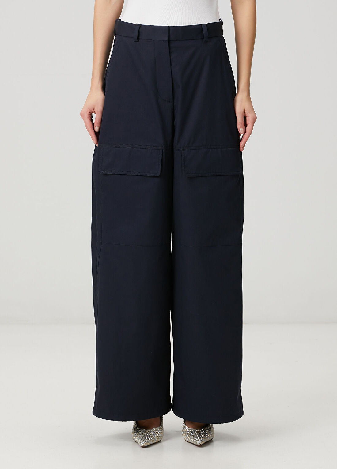 Stella McCartney Lacivert Wide Leg Cargo Pantolon görsel 2
