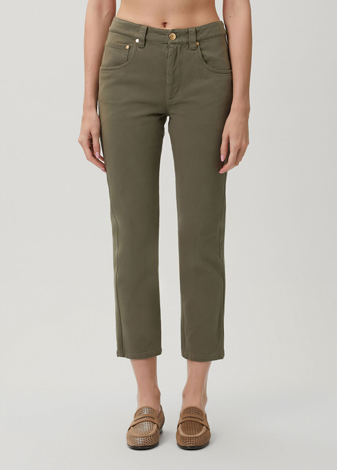 Brunello Cucinelli Koyu Yeşil Jean Pantolon görsel 3