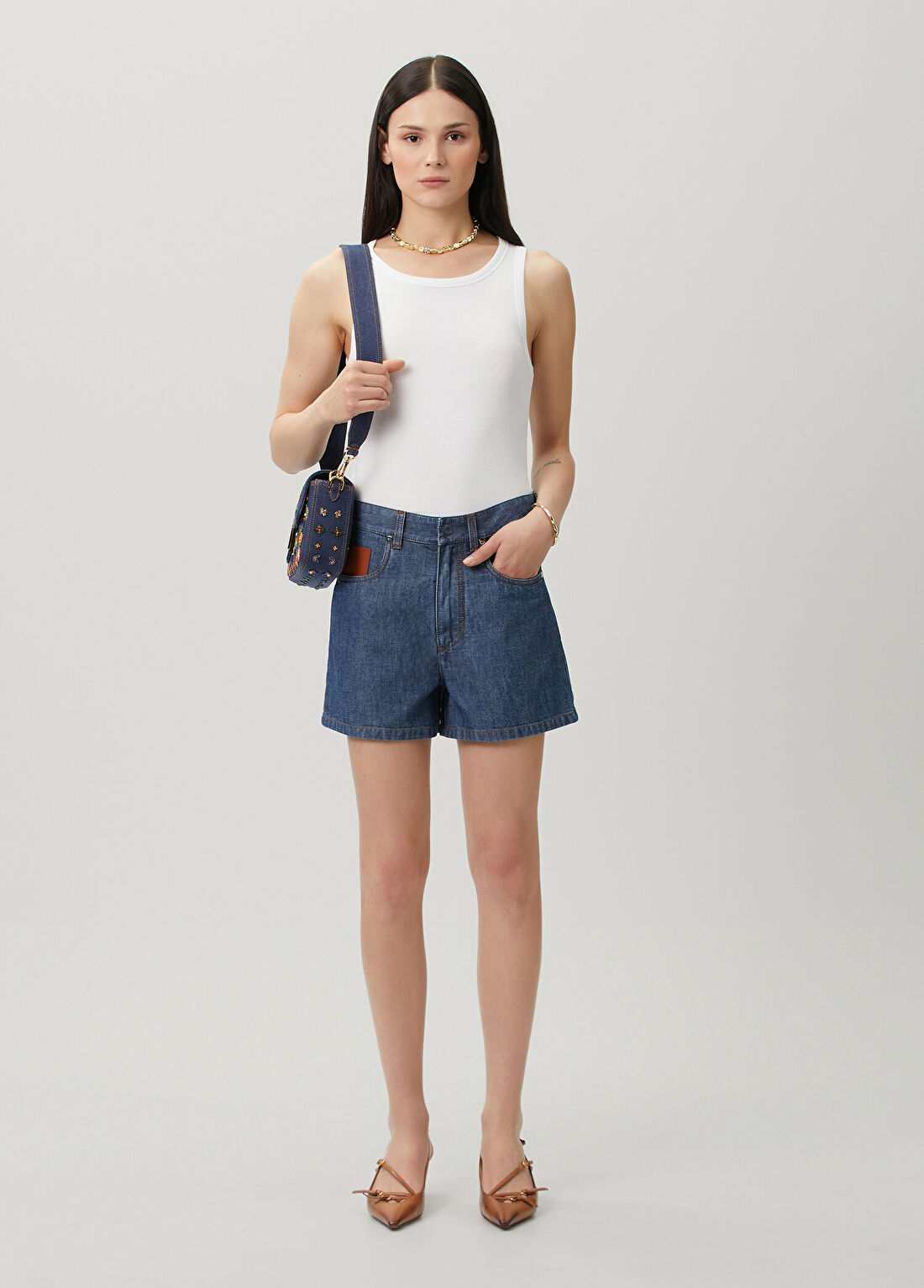 Fendi Lacivert Denim Şort