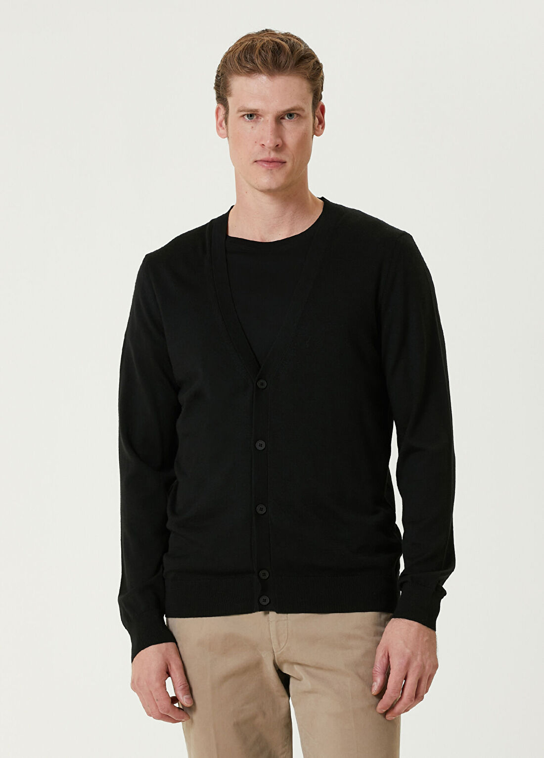 Beymen Collection Siyah V Yaka Yün Triko Hırka