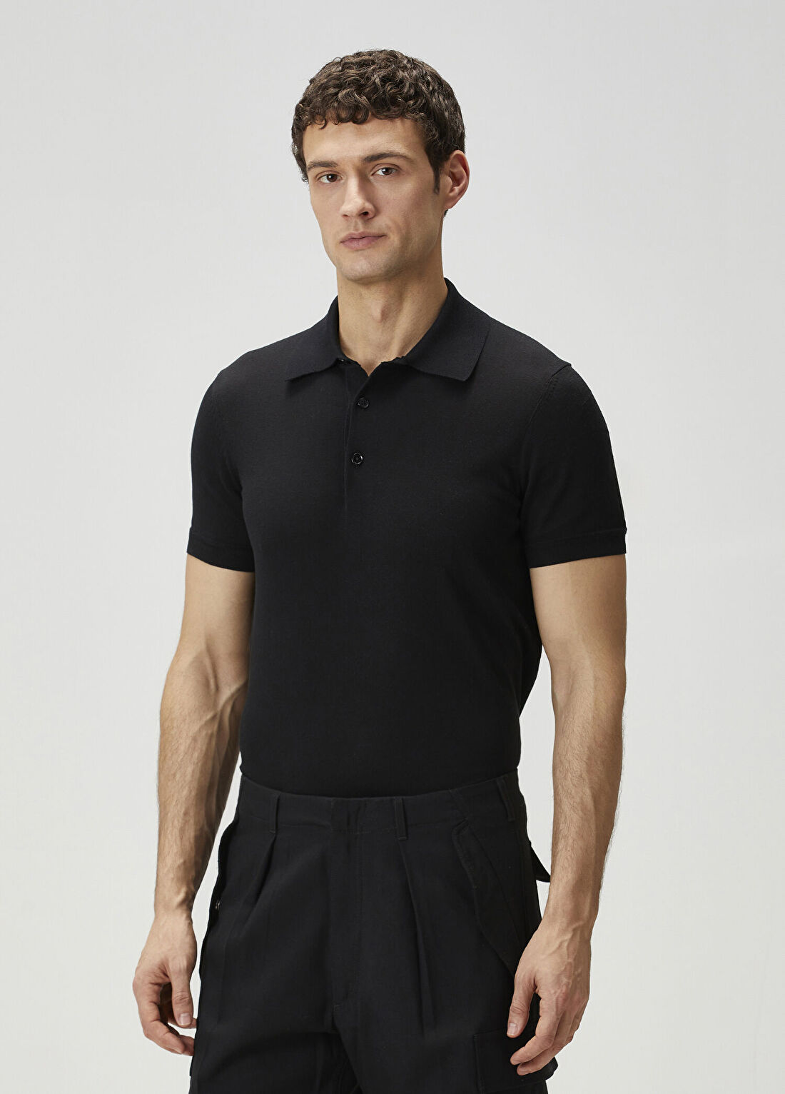 Tom Ford Siyah Polo Yaka Kısa Kollu Triko