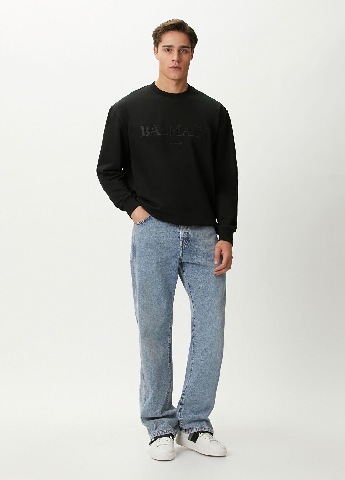 Balmain Siyah Logo Nakışlı Sweatshirt görsel 2