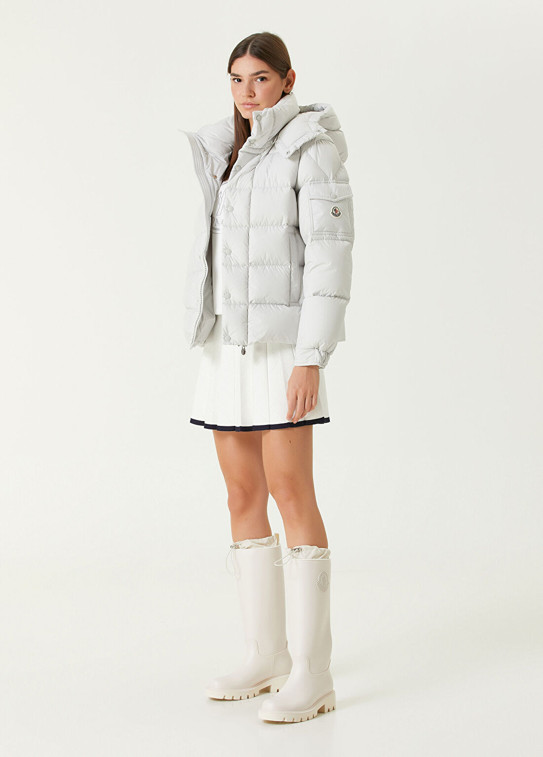 Moncler Maya Beyaz Kapüşonlu Puff Mont görsel 2