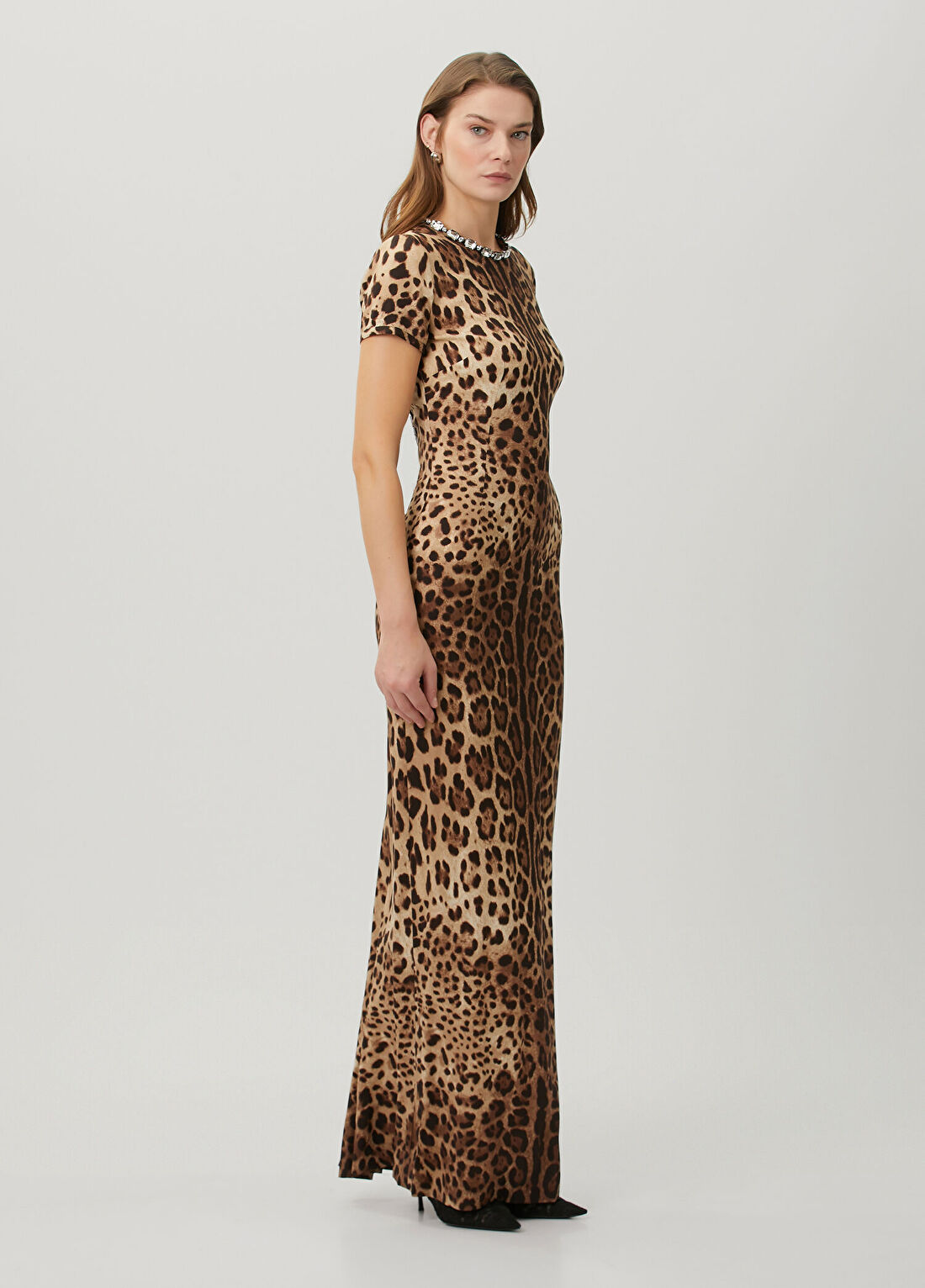 Dolce&Gabbana Leopar Desenli Maksi İpek Elbise görsel 3