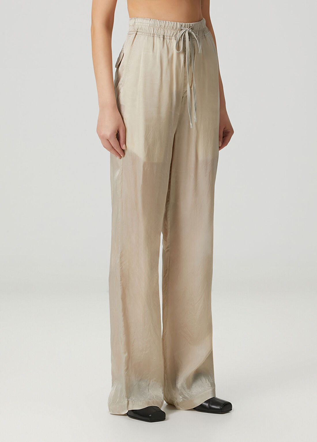 Rick Owens Bej Cupro Pantolon görsel 3