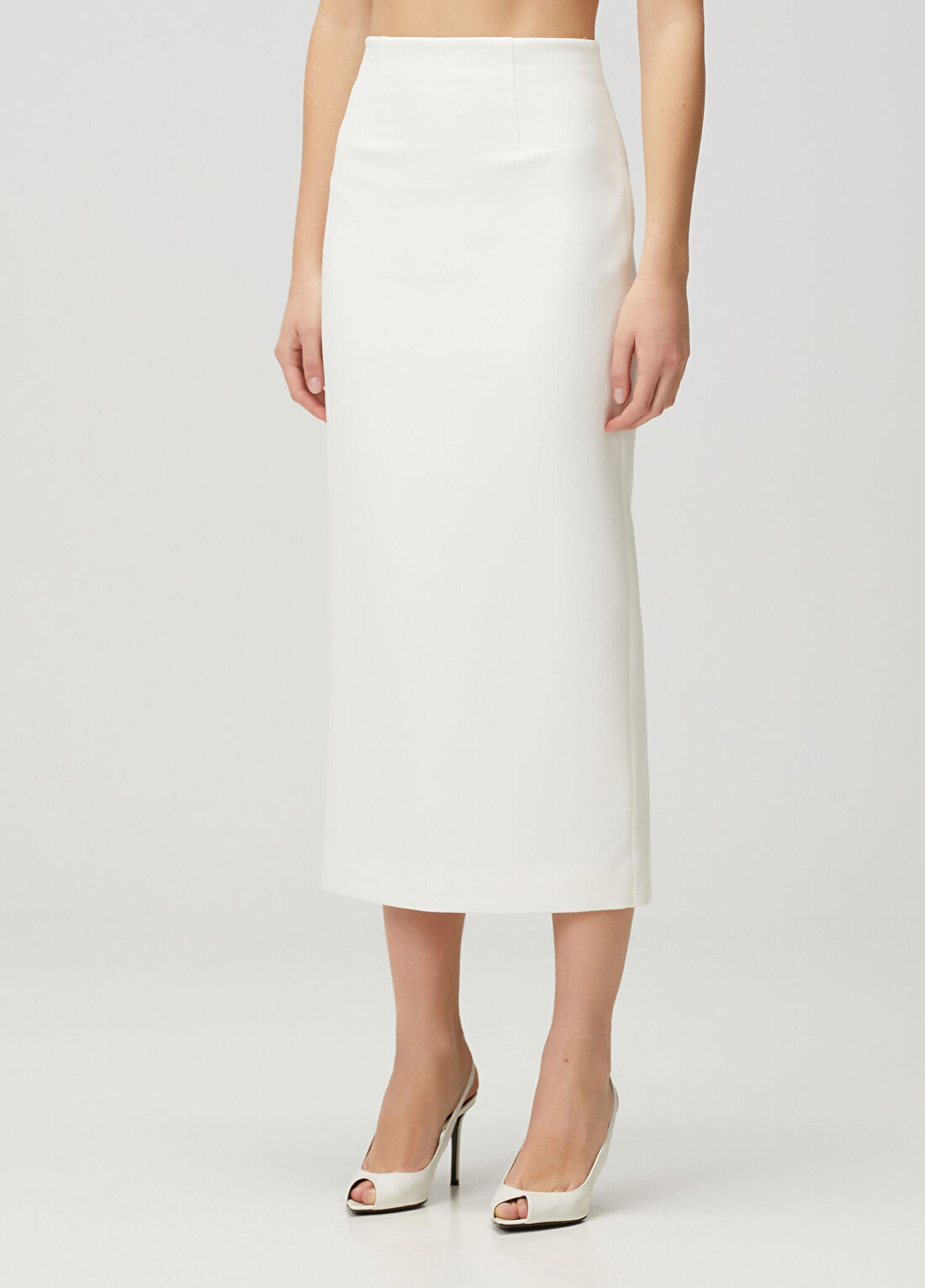 Roland Mouret Krem Midi Krep Etek görsel 2