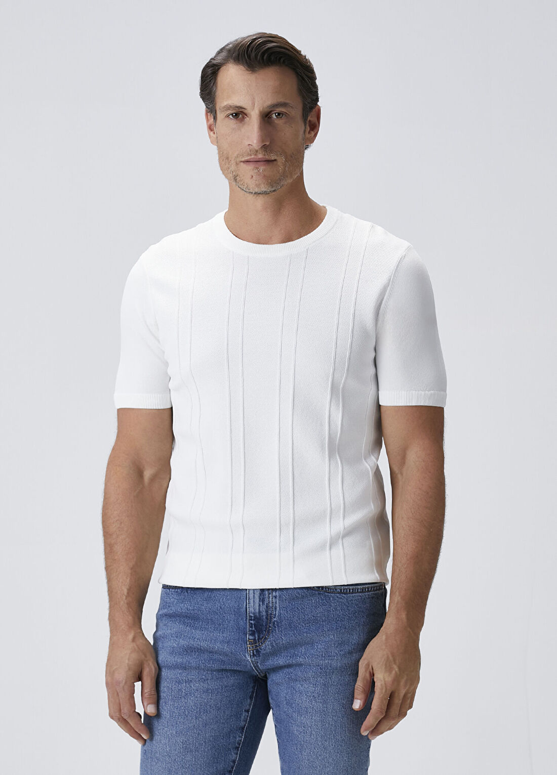Beymen Collection Beyaz Jakarlı Kısa Kollu Triko