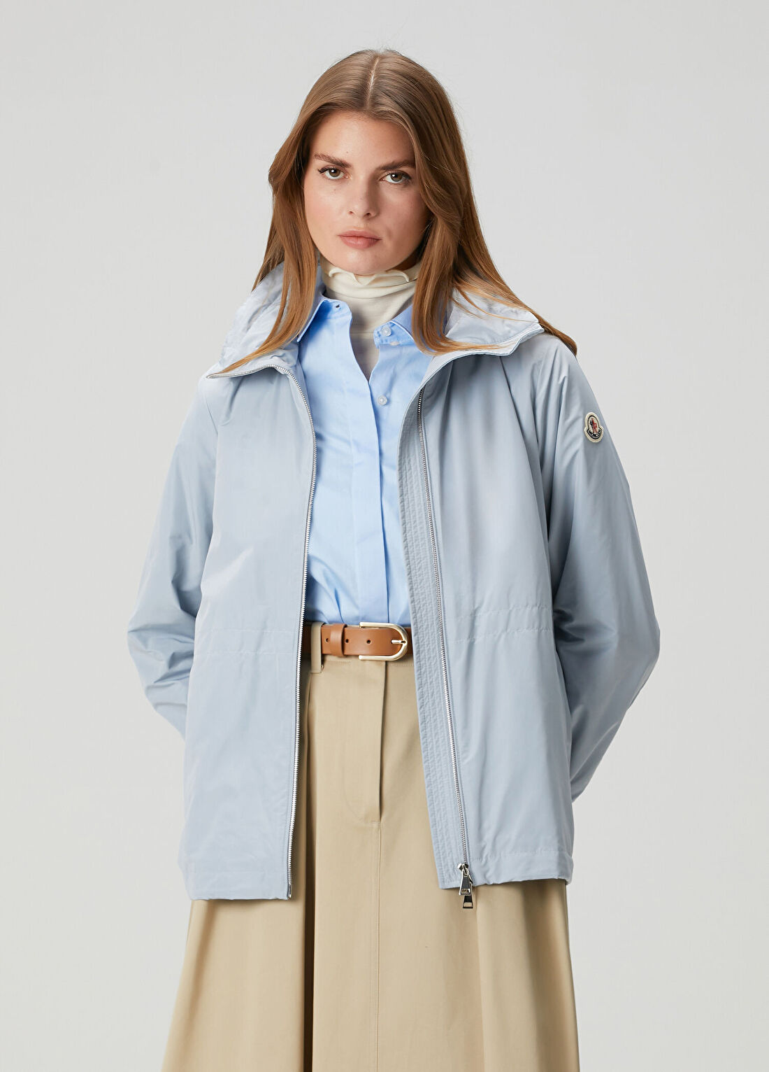 Moncler Enette Mavi Kapüşonlu Kısa Parka