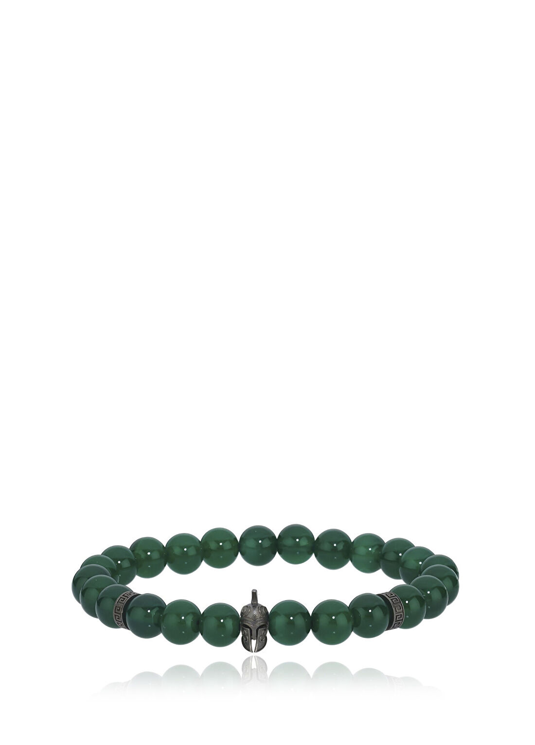 Melie Jewelry Helmet 925 Ayar Gümüş Yeşil Akik Erkek Bileklik
