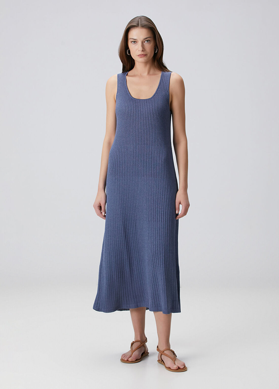 Beymen Collection Mavi Midi Triko Elbise