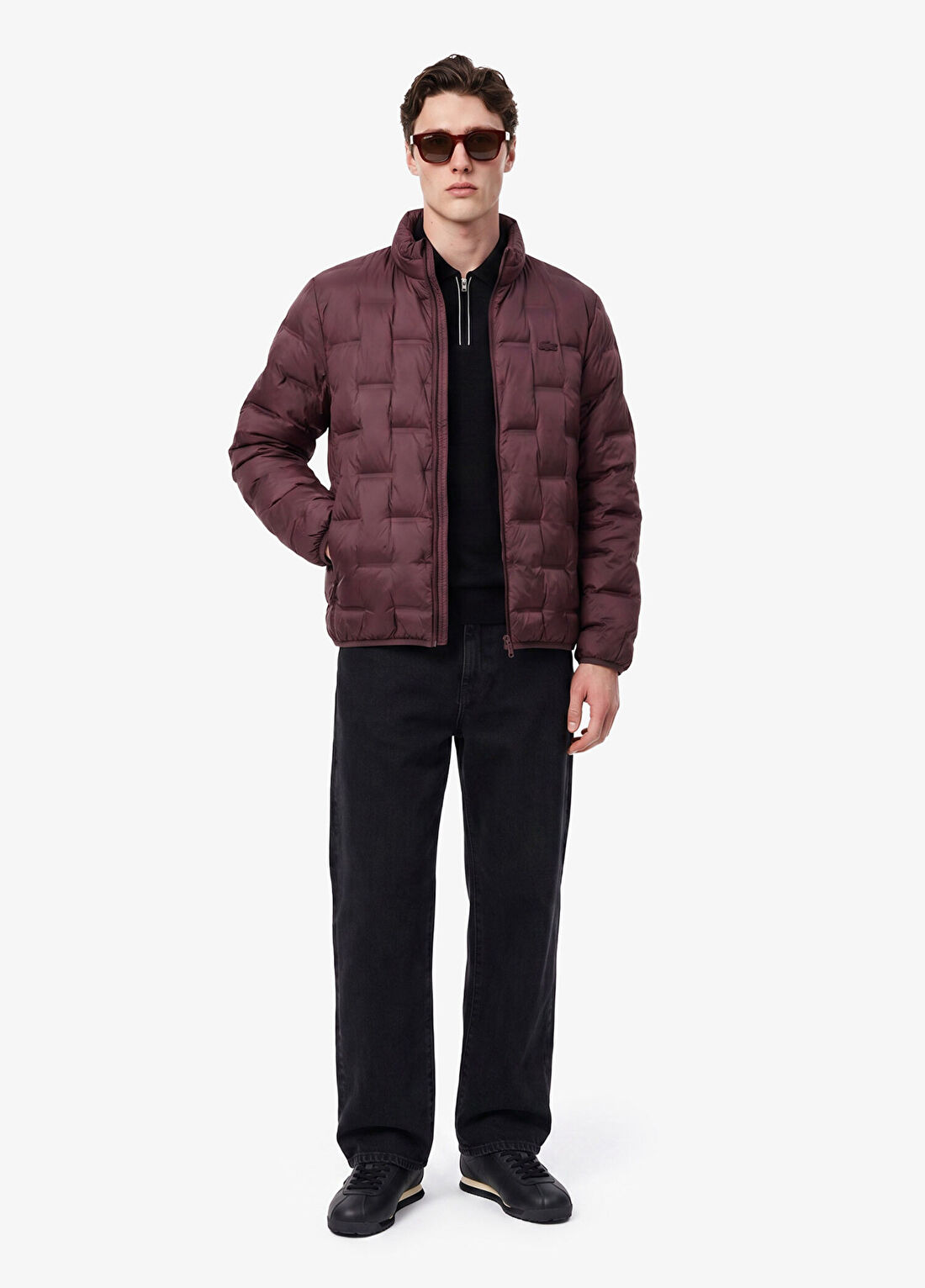 Lacoste Bordo Regular Fit Dik Yaka Erkek Kapitone Mont görsel 2