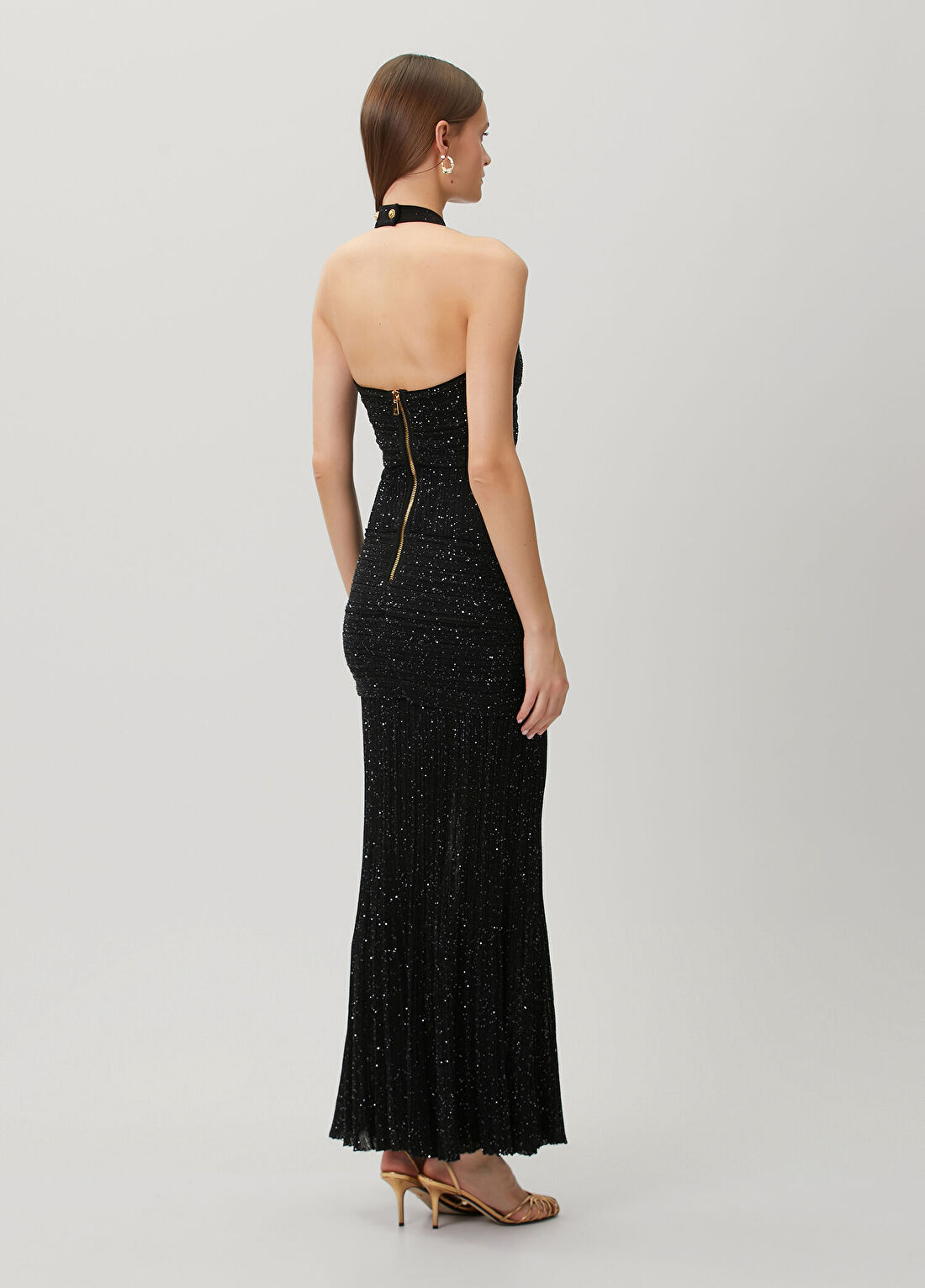 Balmain Siyah Maxi Abiye Elbise görsel 4