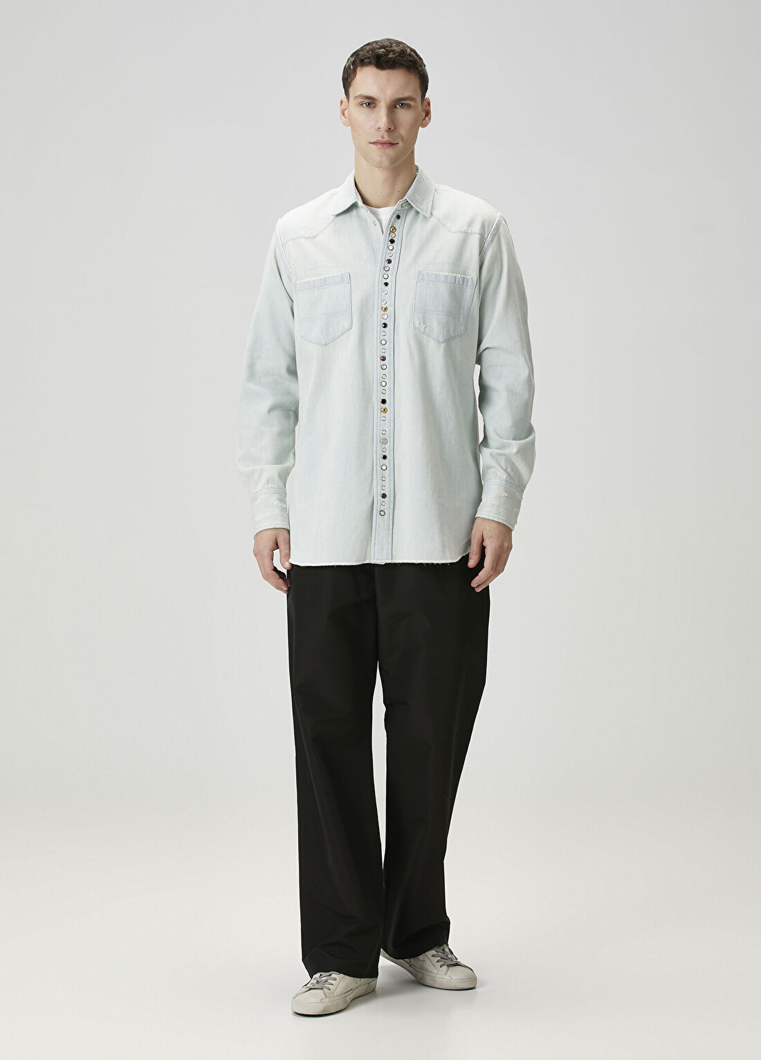 Golden Goose Regular Fit Mavi Denim Gömlek görsel 2