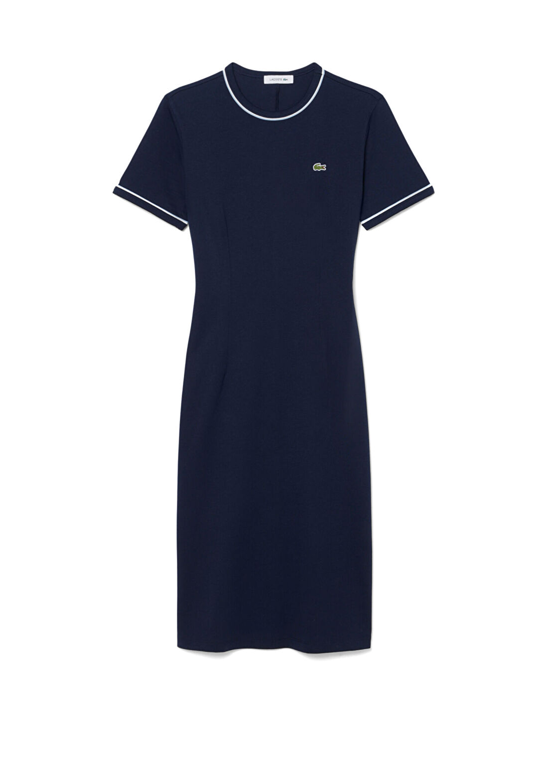 Lacoste Lacivert Bisiklet Yaka Slim Fit Kısa Kollu Kadın Midi Boy Elbise
