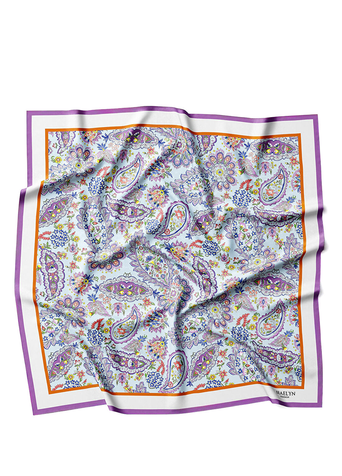 Braelyn London Violet Charm Renkli Twill İpek Kadın Eşarp