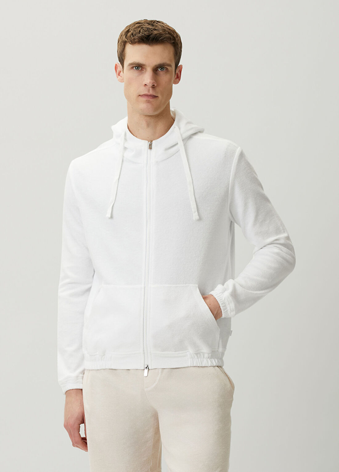 Fedeli Beyaz Kapüşonlu Sweatshirt