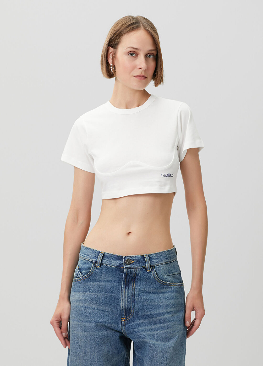 The Attico Beyaz Crop T-shirt