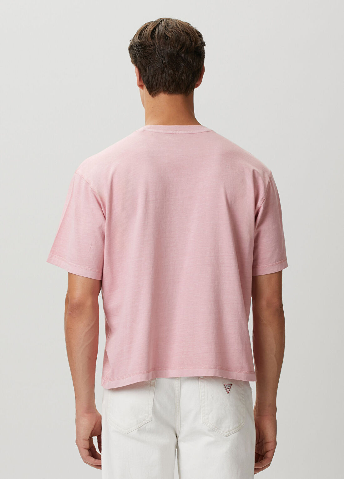 Guess Jeans Regular Fit Pembe T-shirt görsel 4