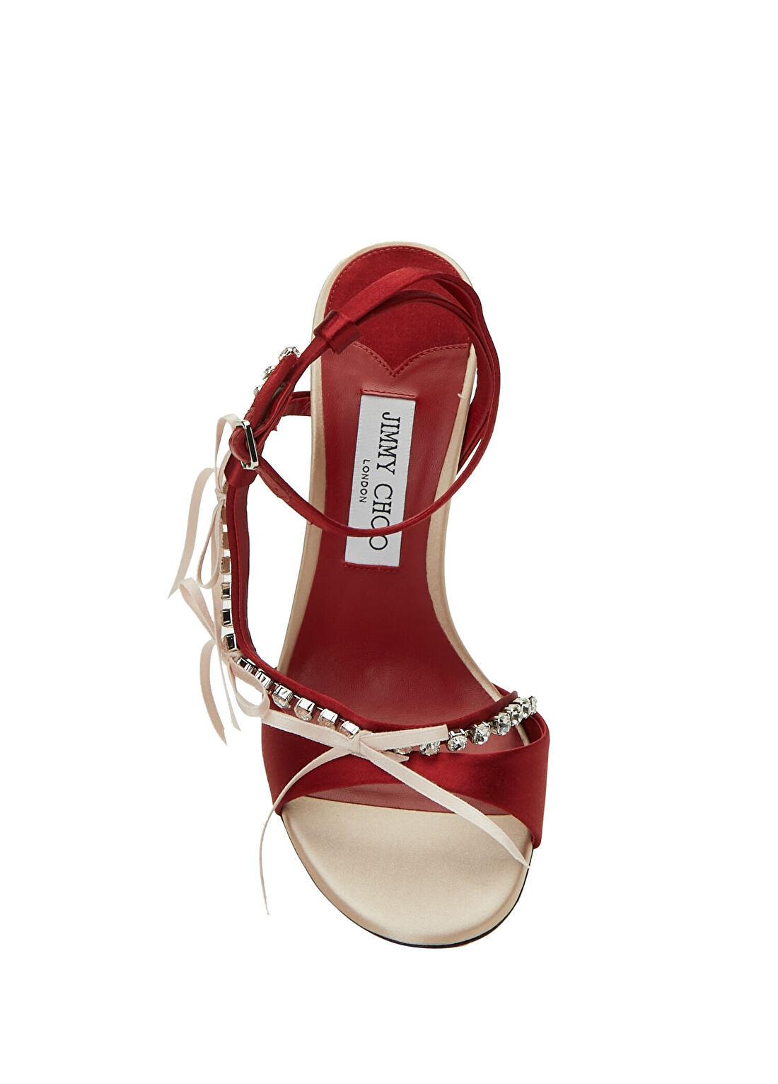 Jimmy Choo Lula Kırmızı Pembe Kadın Saten Terlik görsel 4