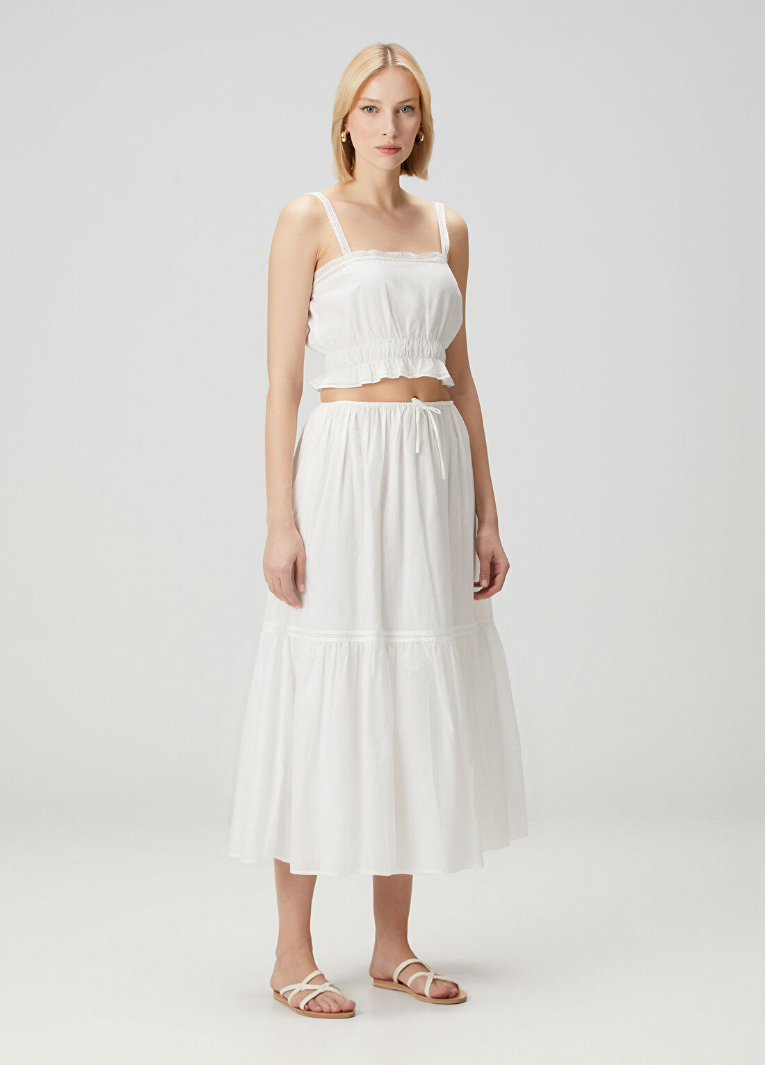 Faithfull Venta Beyaz Midi Etek