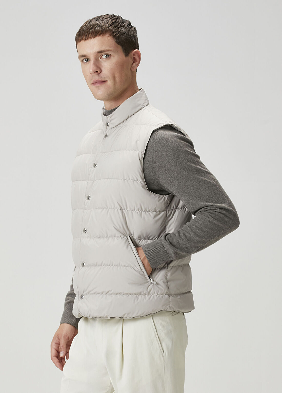 Beymen Collection Bej İnce Kapitone Yelek görsel 4