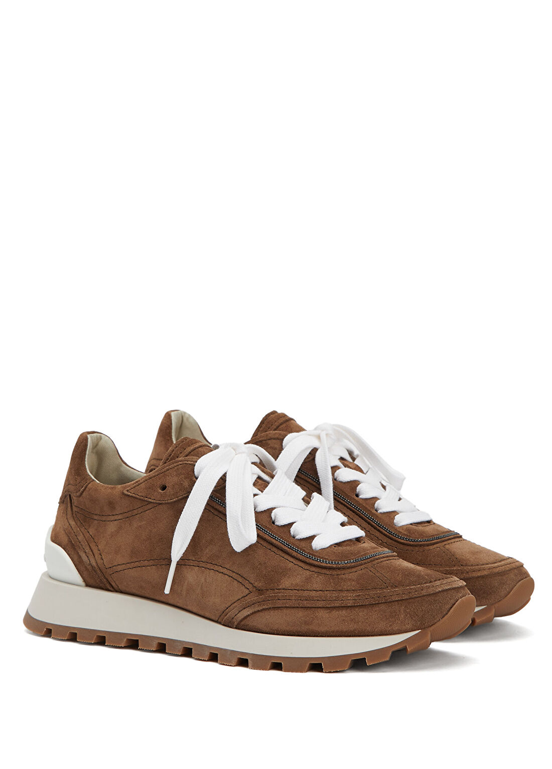 Brunello Cucinelli Karamel Kadın Süet Sneaker görsel 2