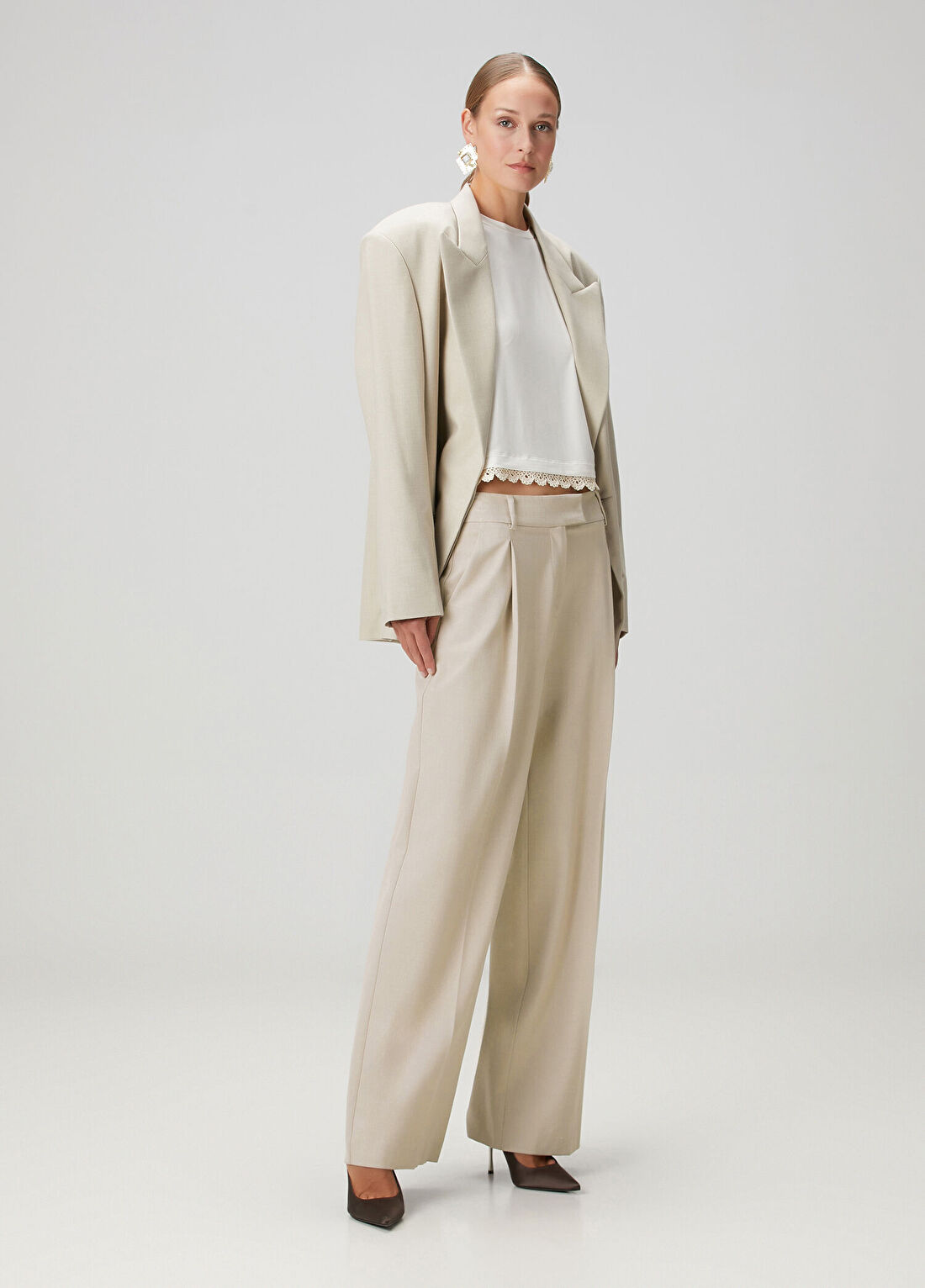 Magda Butrym Oversized Bej Yün Blazer görsel 2