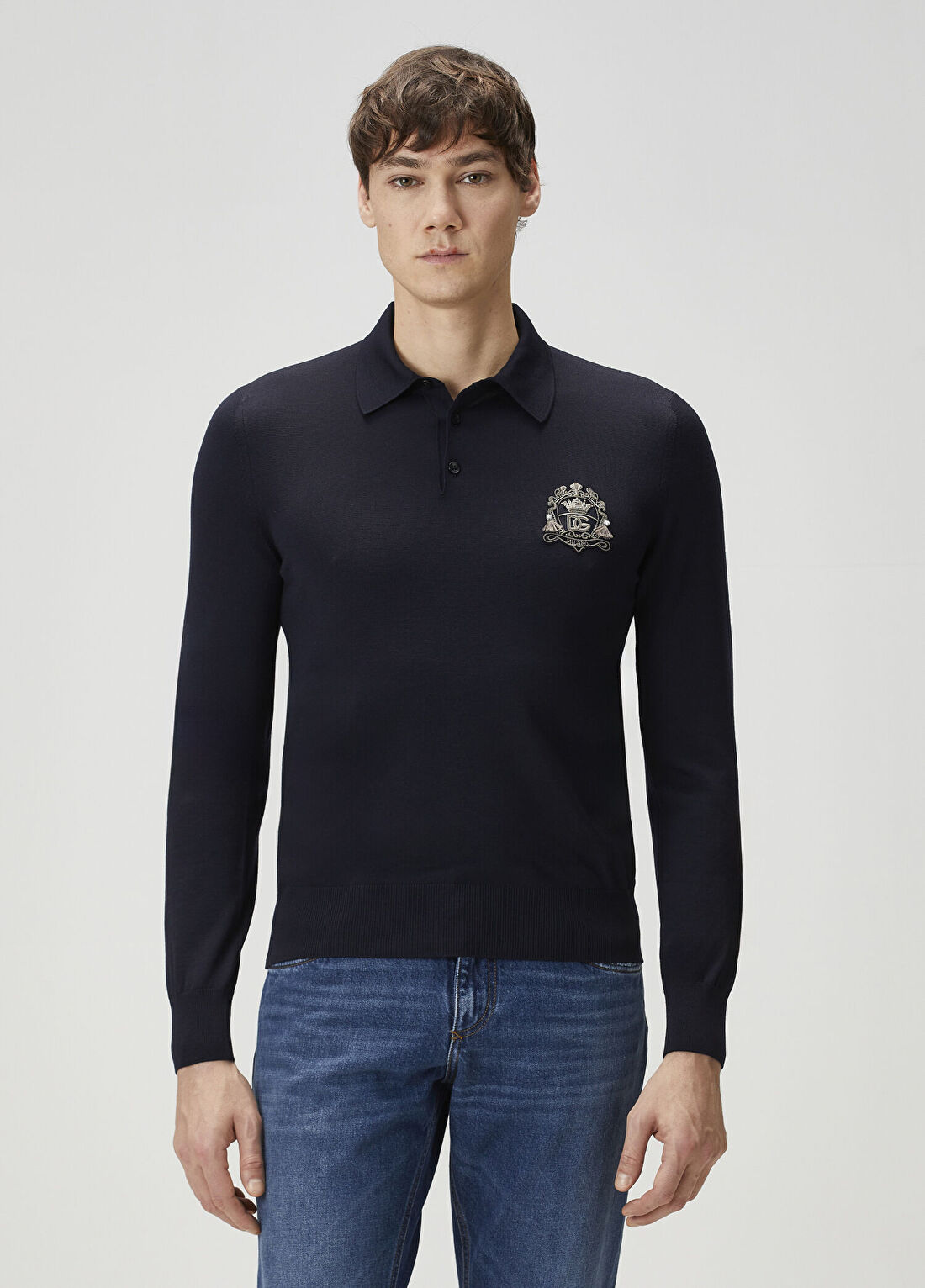 Dolce&Gabbana Lacivert Polo Yaka Triko