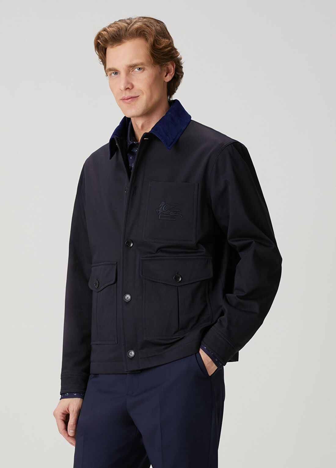 Etro Lacivert Logo Nakışlı Mont