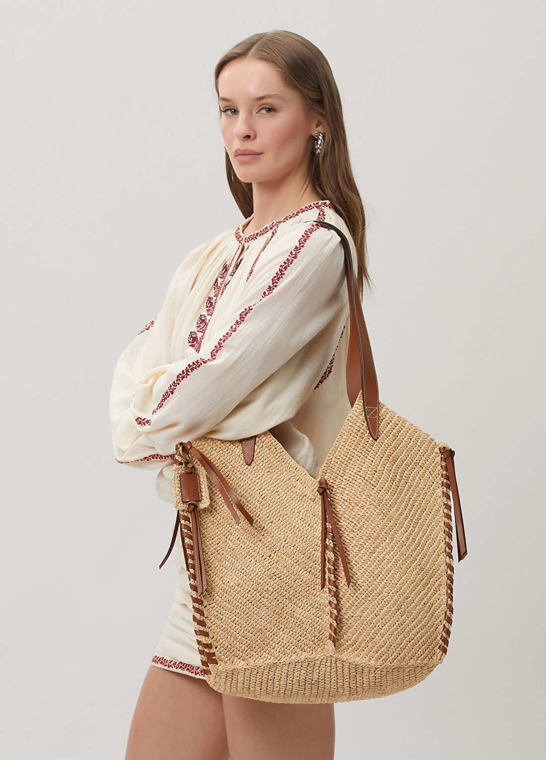 Isabel Marant Sac Tampa Kadın Rafya Plaj Çantası görsel 2