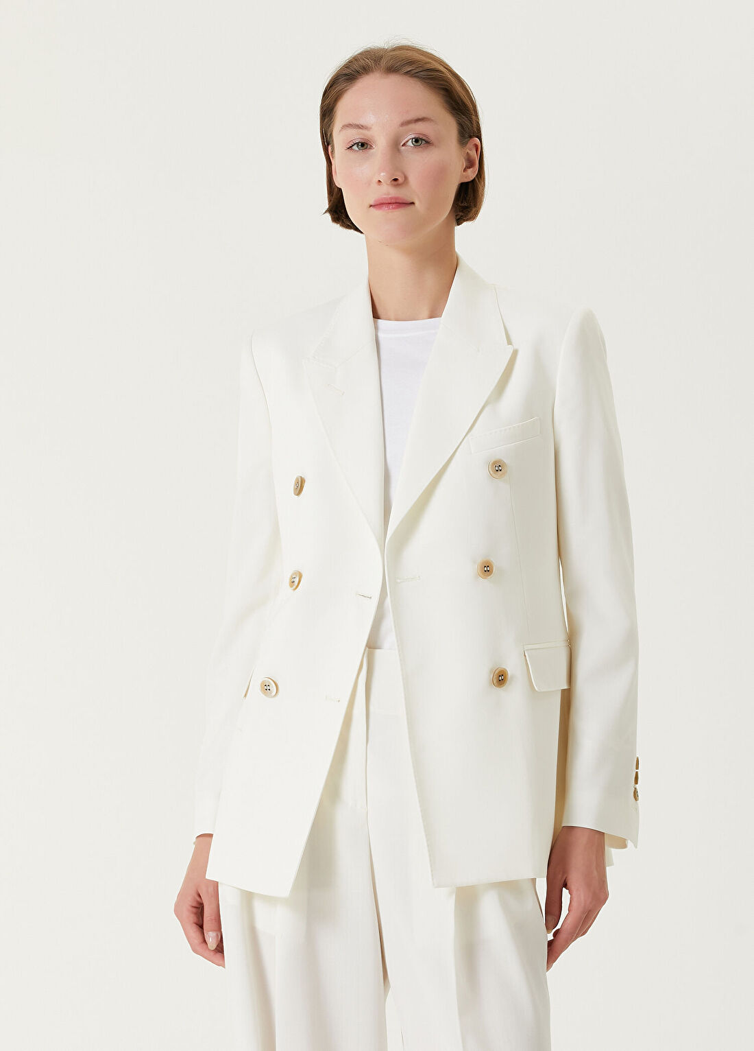 Golden Goose Krem Kırlangıç Yaka Kruvaze Blazer