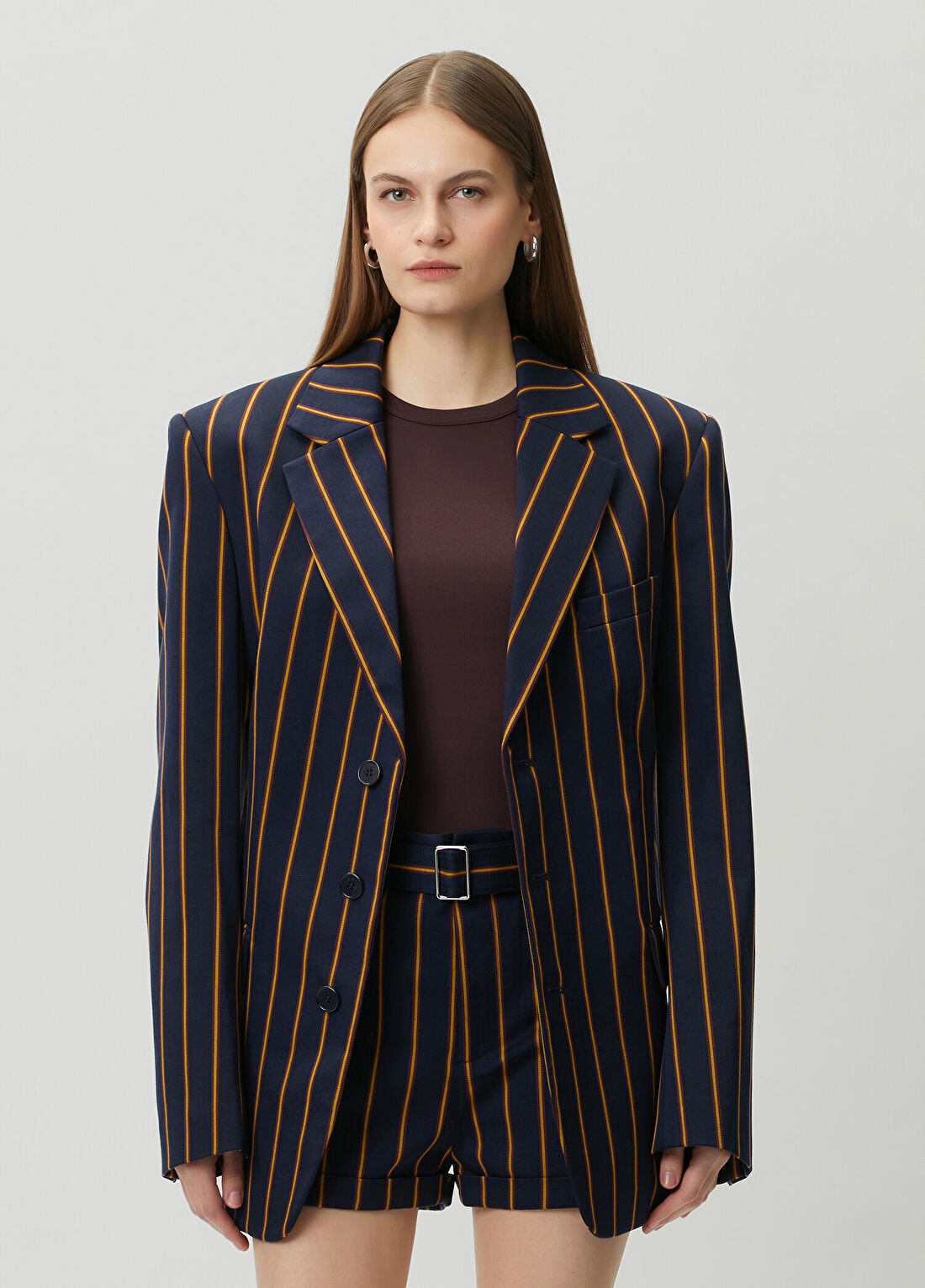Mithridate Lacivert Çizgili Blazer