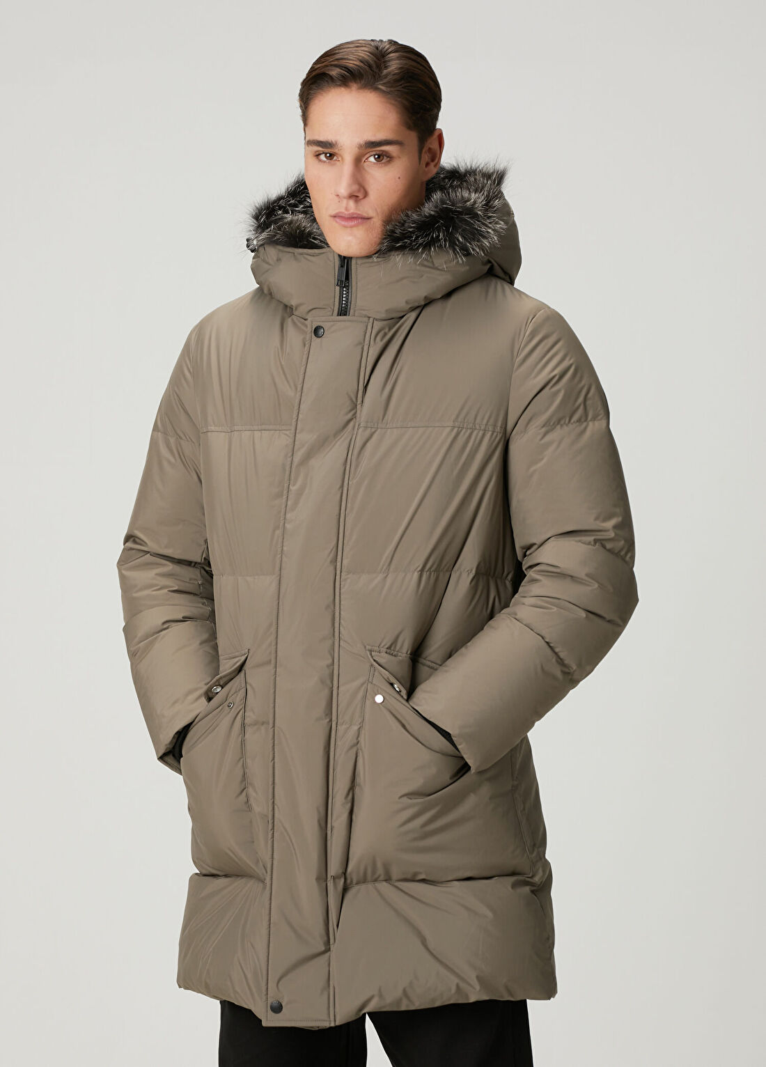Yves Salomon Haki Kapüşonlu Puff Parka görsel 3