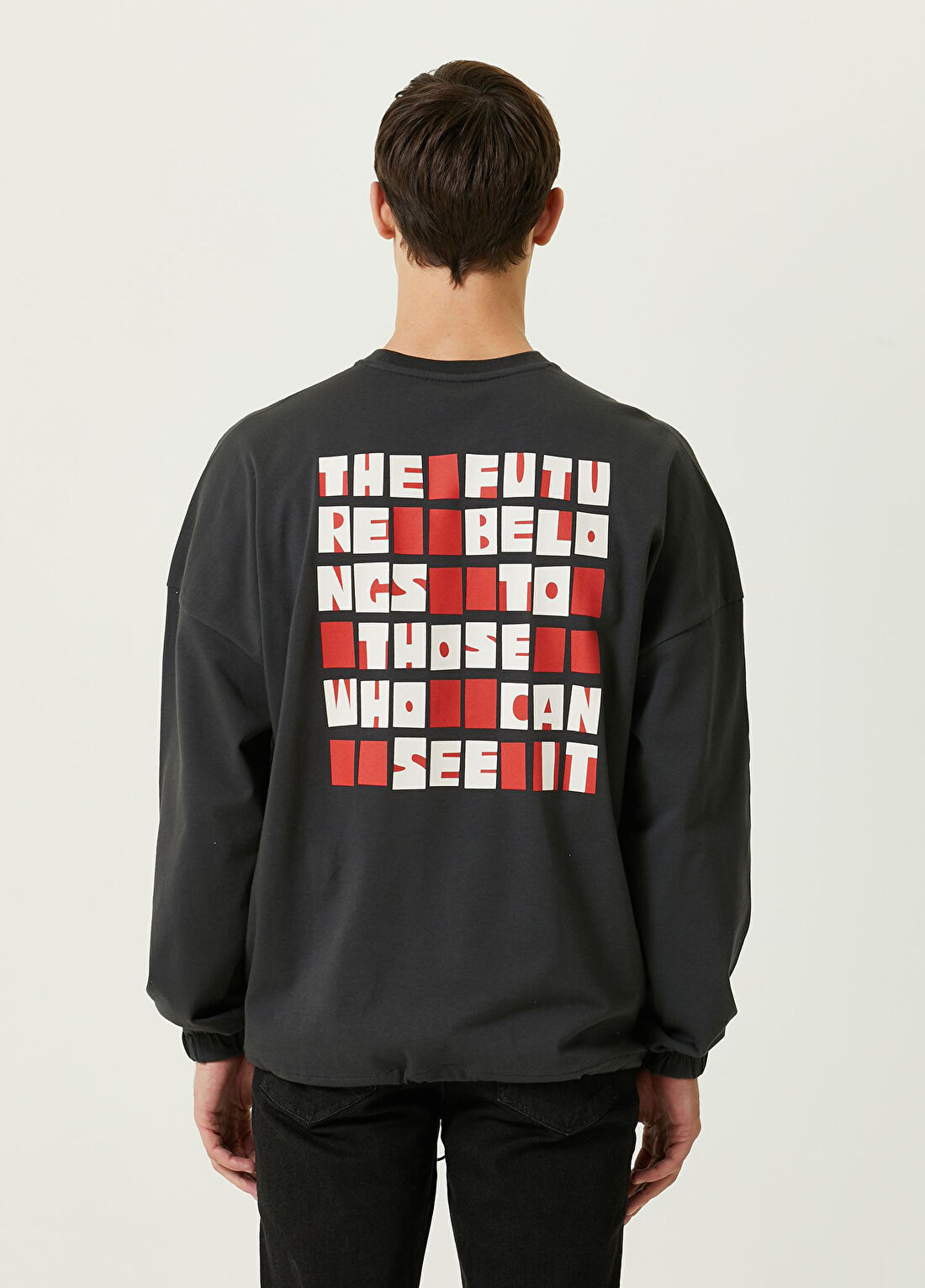 Turn & Bake Future Antrasit Baskılı Bisiklet Yaka Erkek Sweatshirt görsel 2