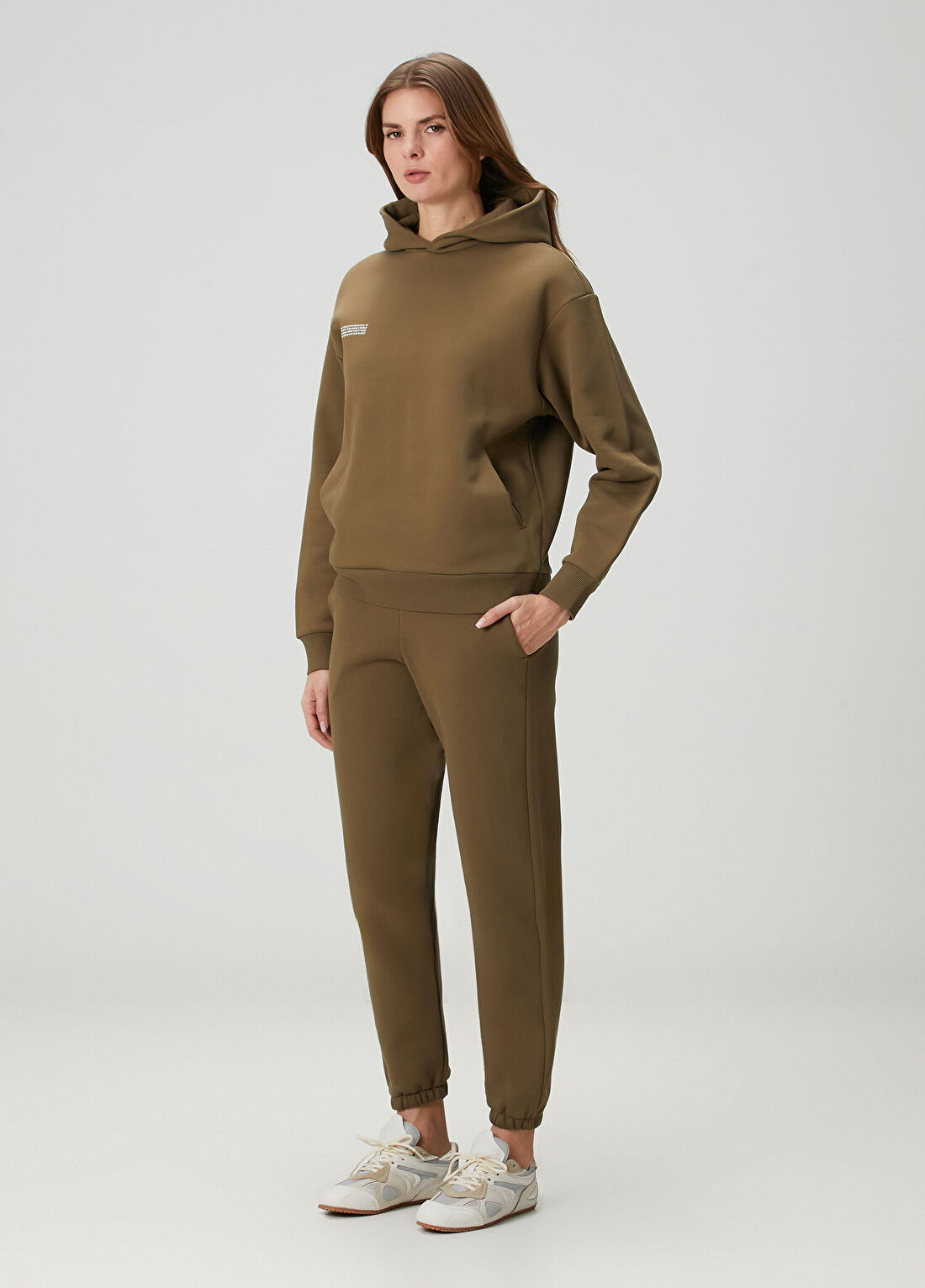 Pangaia Haki Kapüşonlu Sweatshirt görsel 2