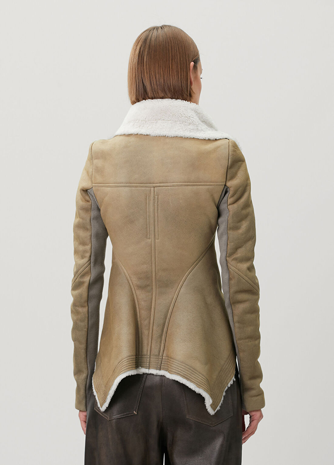 Rick Owens Vizon Shearling Deri Ceket görsel 4