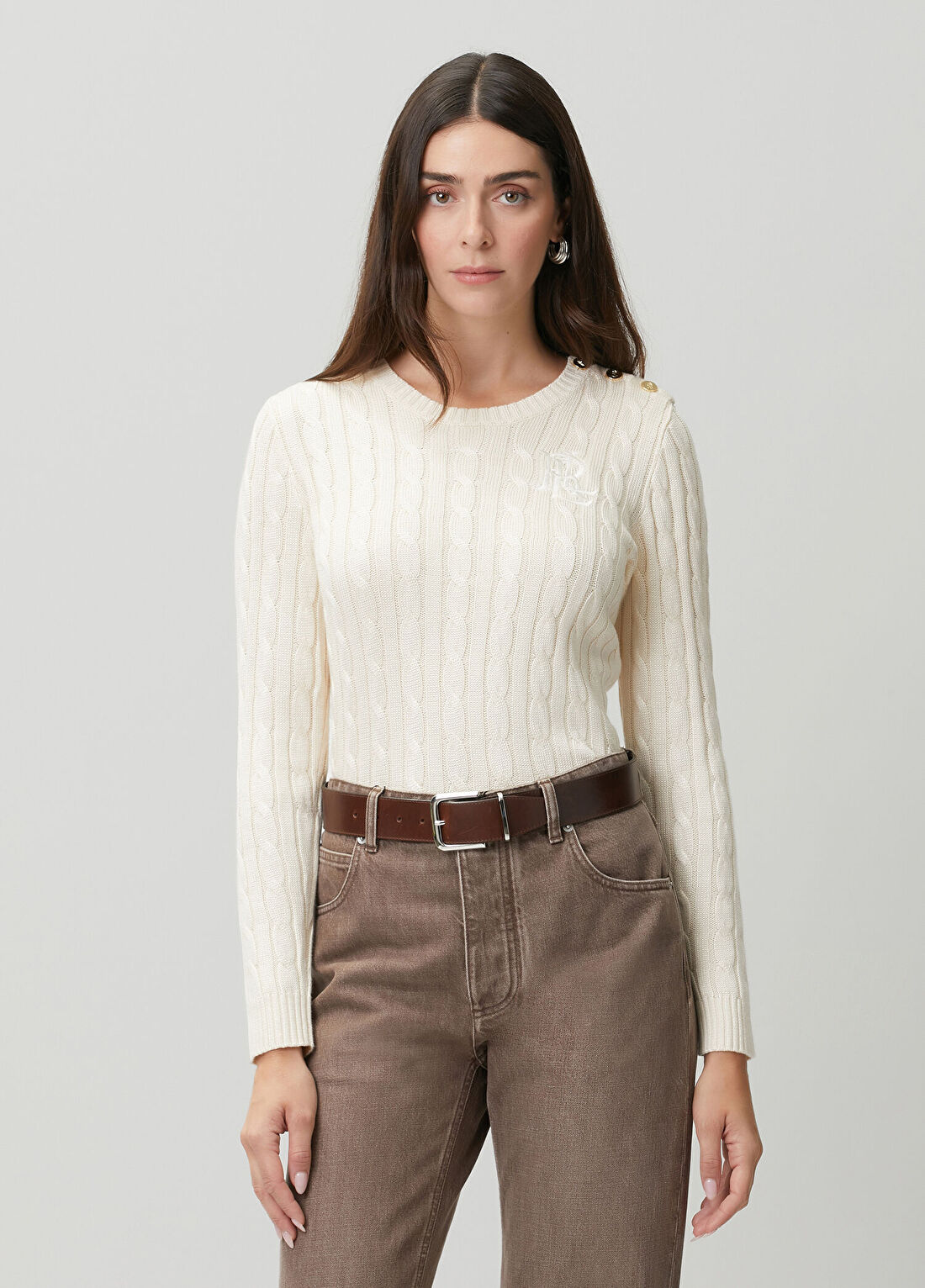 Lauren Ralph Lauren Krem Saç Örgü Kazak