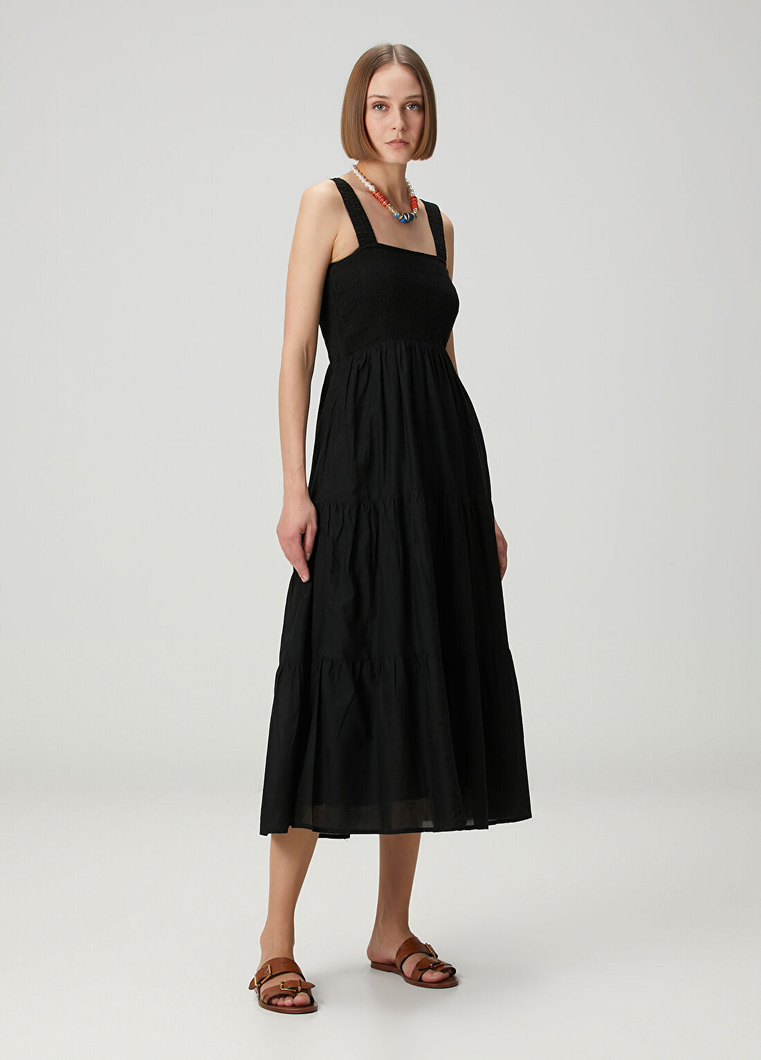 Seafolly Faithful Siyah Midi Plaj Elbisesi görsel 3
