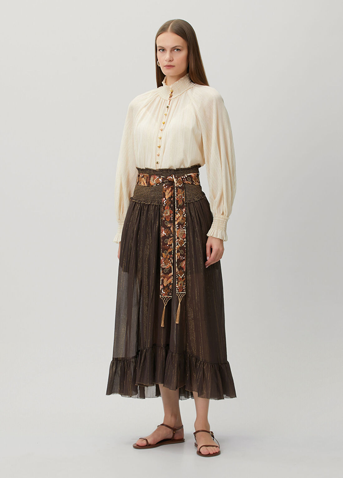 Zimmermann Aster Kahverengi Midi Etek