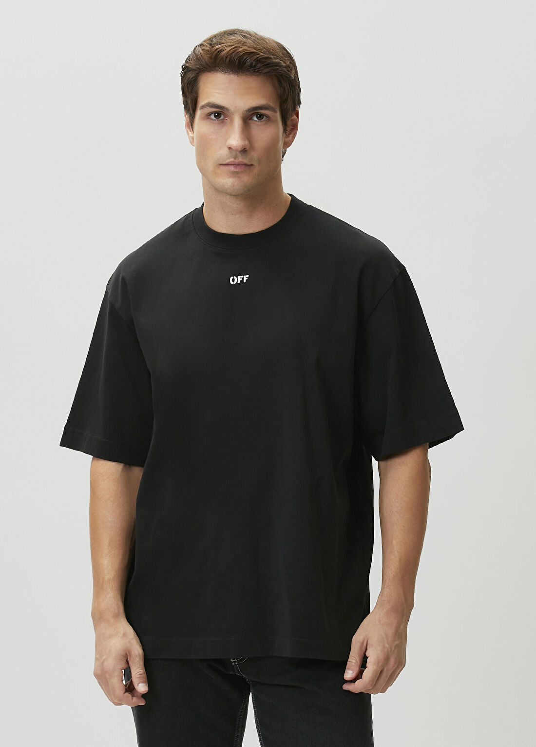 Off-White Siyah Logo Baskılı T-shirt
