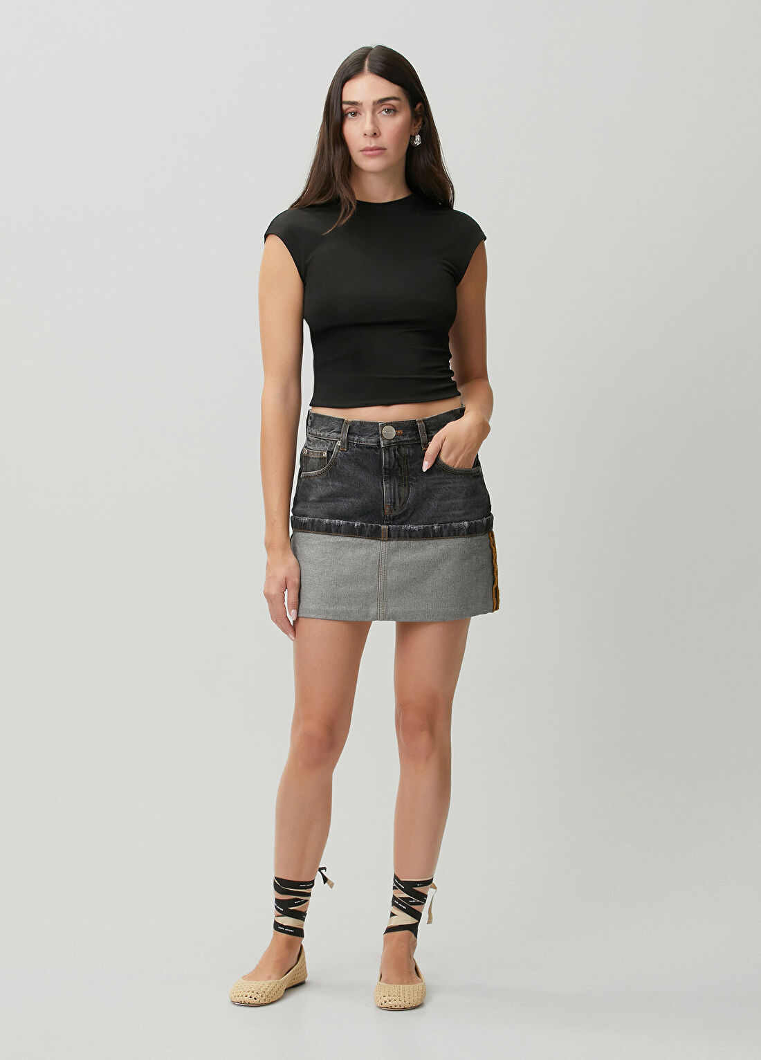 Marc Jacobs Antrasit Mini Denim Etek