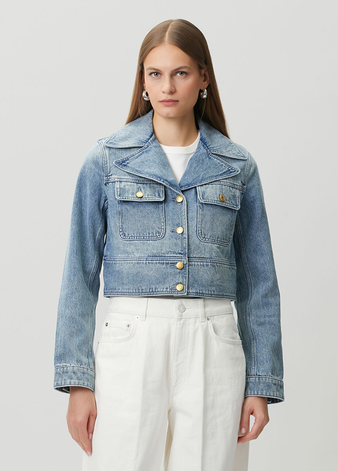 Michael Michael Kors Mavi Crop Denim Ceket