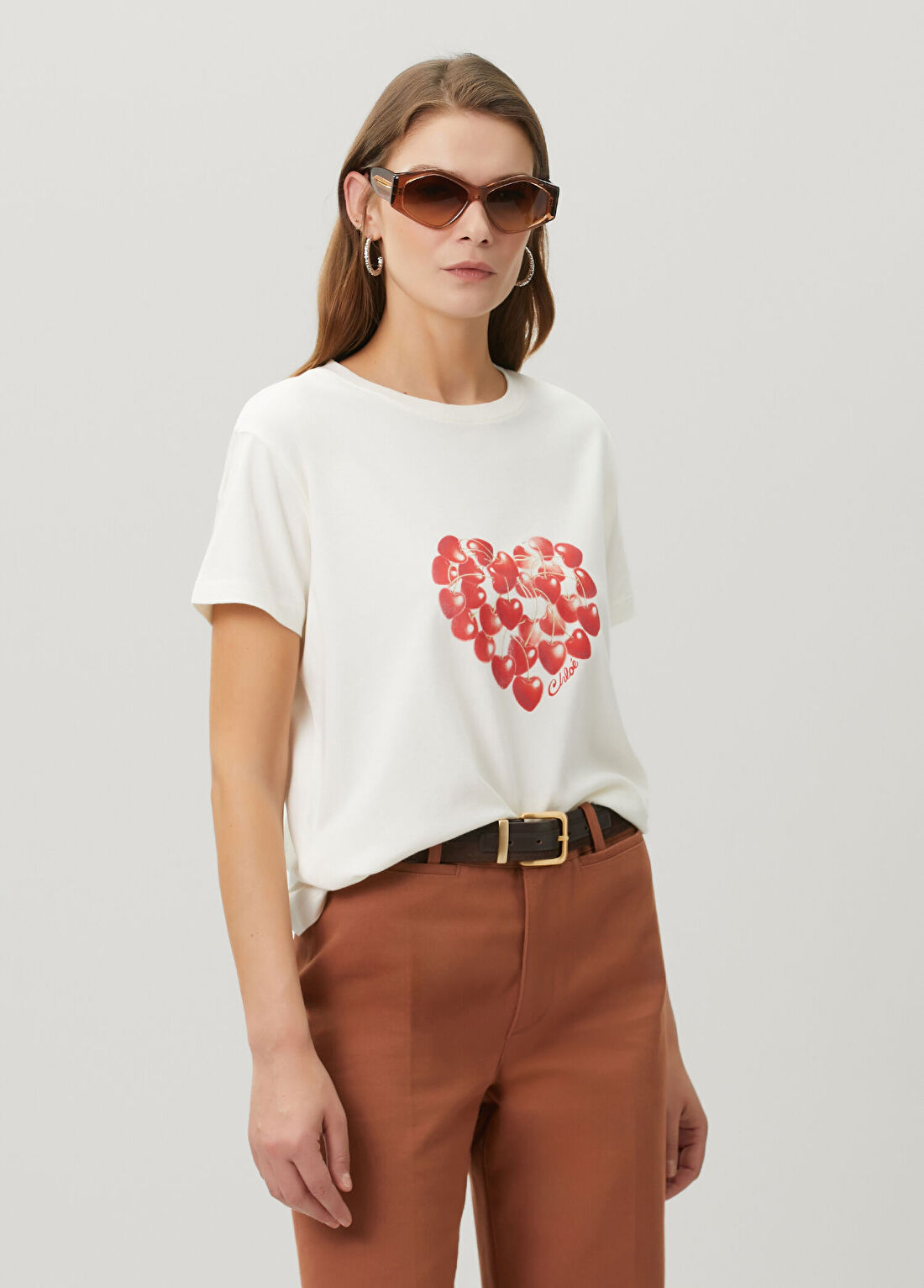 Chloe Beyaz Baskılı T-shirt