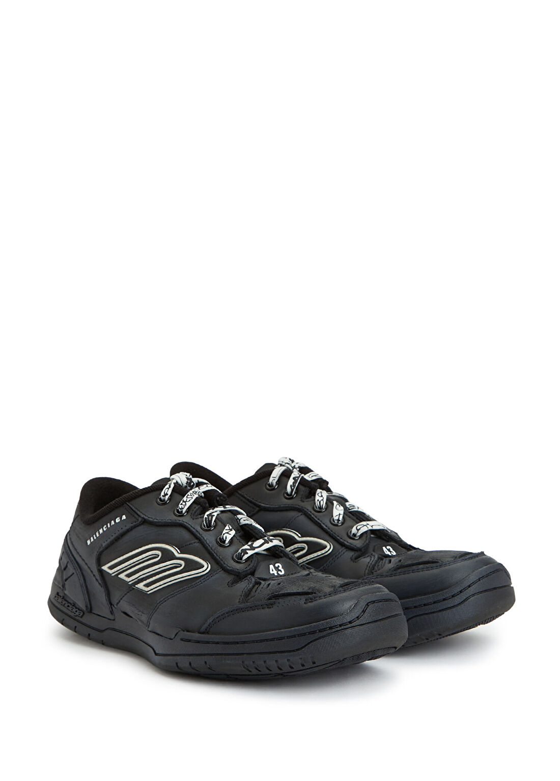 Balenciaga Hamptons Siyah Erkek Deri Sneaker görsel 2