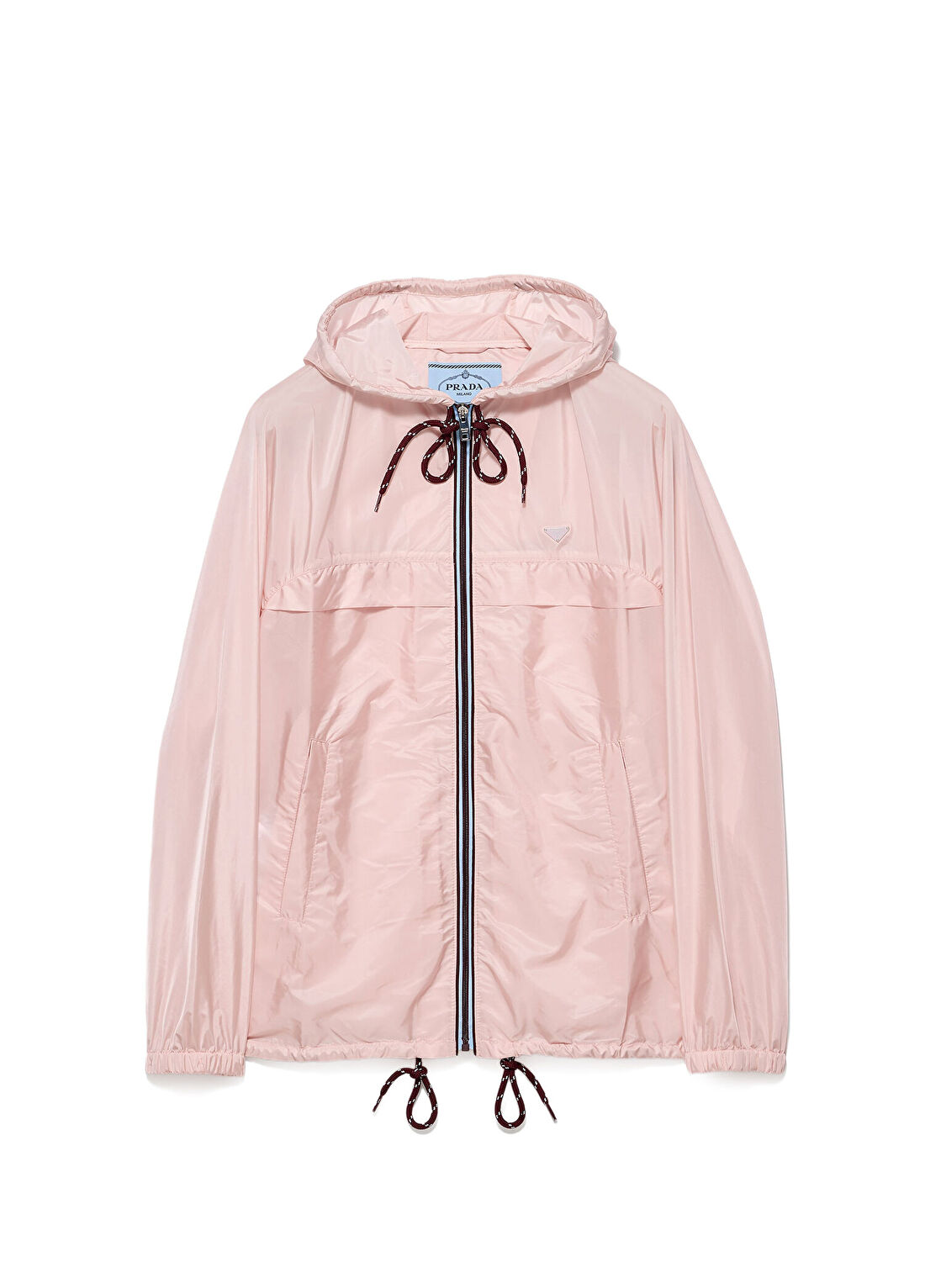 Prada Pembe Re-Nylon Kapüşonlu Kadın Yağmurluk